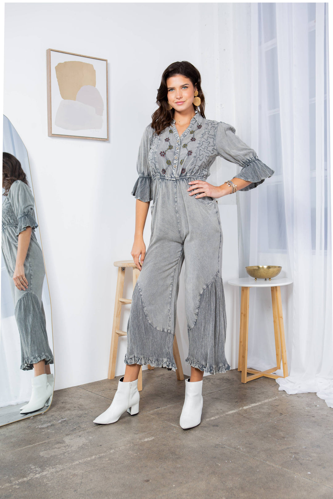 Overalls with Embroidery and Patchwork