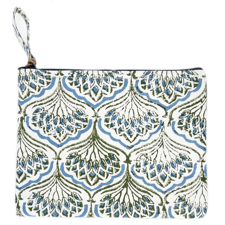 Block-Printed Canvas Zipper Pouch