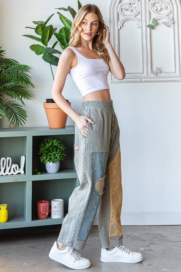Sale - Boho Summer Mineral Wash Patched Pant