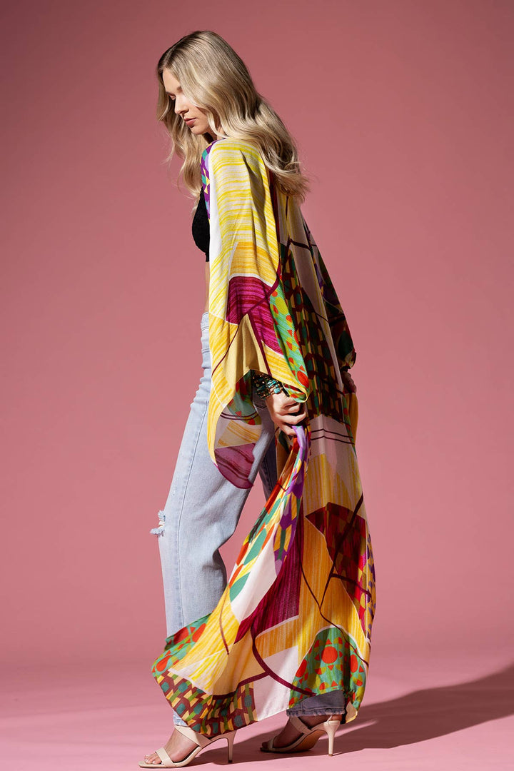 Mondell Boho Abstract Printed Kimono