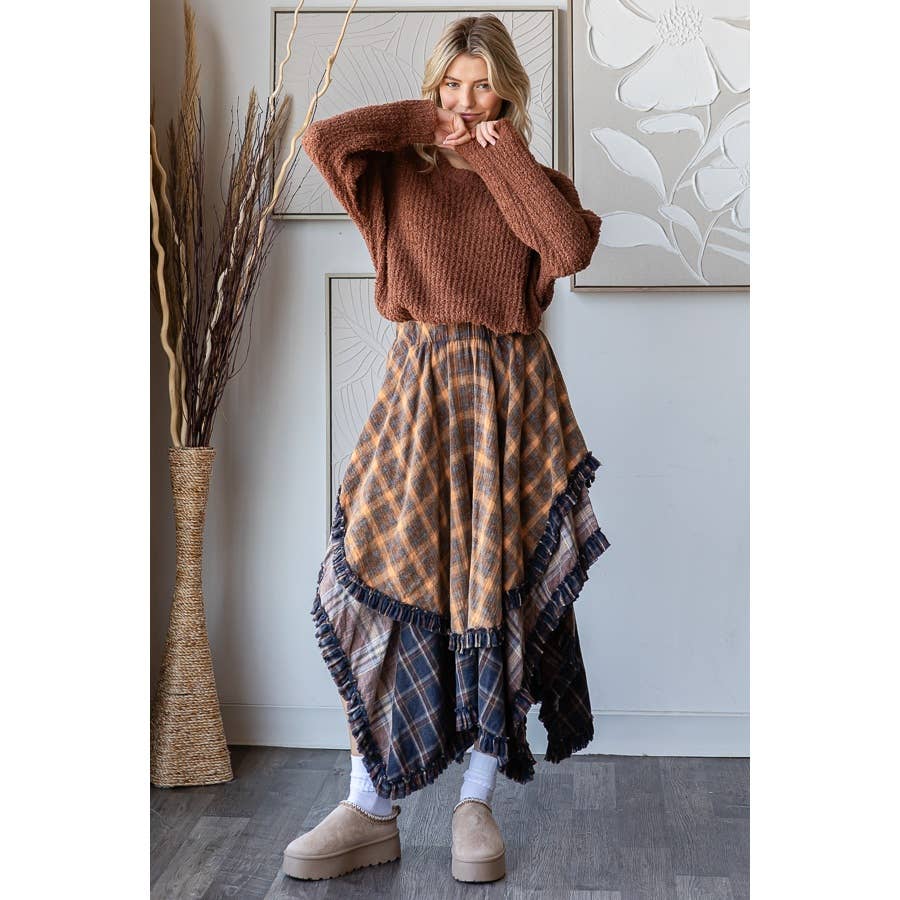 Jammie Plaid Asymmetrical Skirt