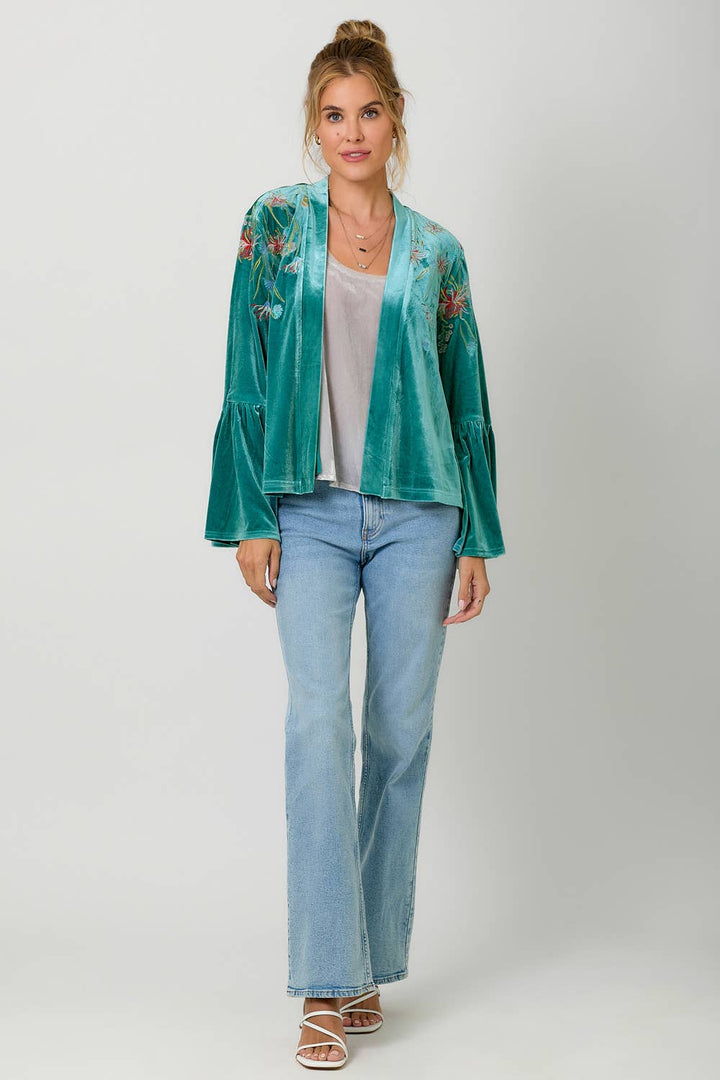 The Kendal Embroidery Velvet Kimono Jacket