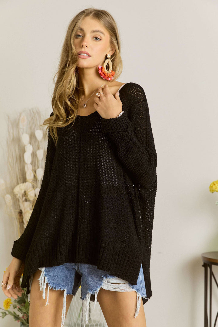 Everyday Oversized Slub Knit Tunis Sweater Top