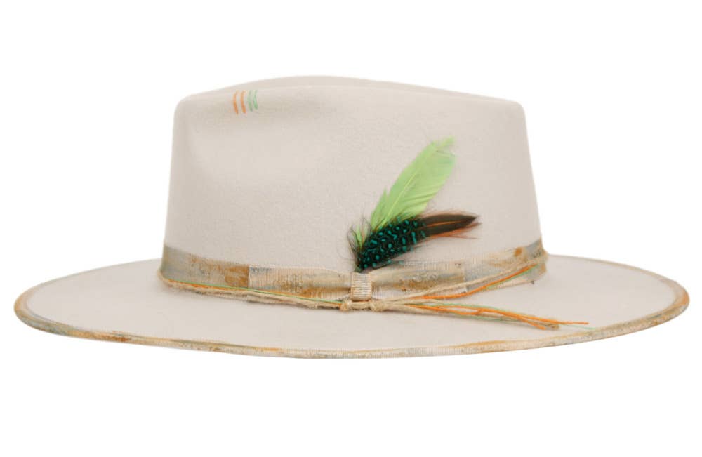 Vintage Wool Felt Fedora Hat Feather