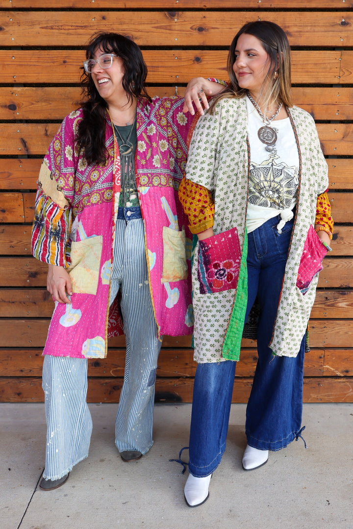 Combo 2 - Reversible Ever After Dreams Kantha Cropped Boho Kimono