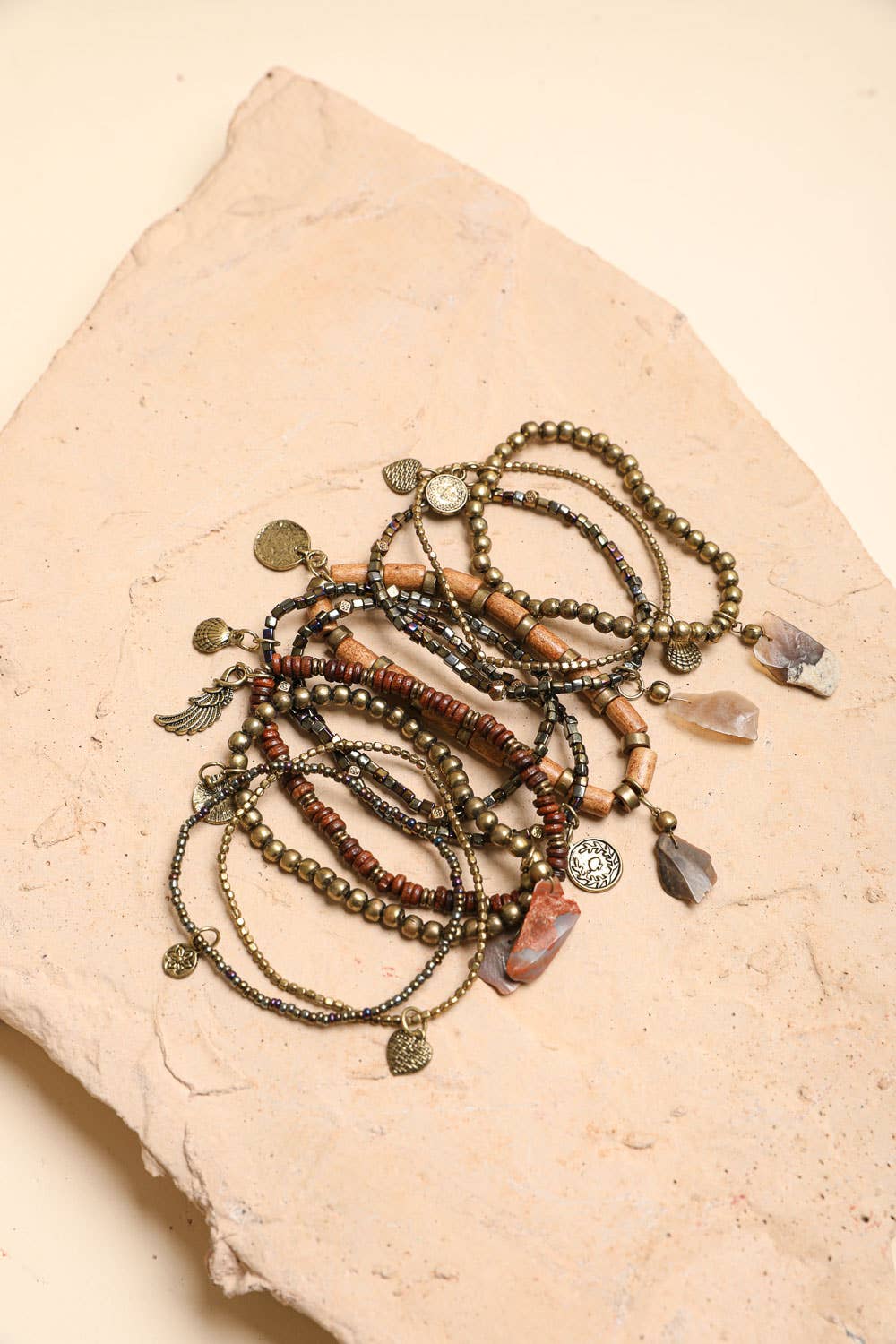 Boho Stone and Bead Stack Bracelet