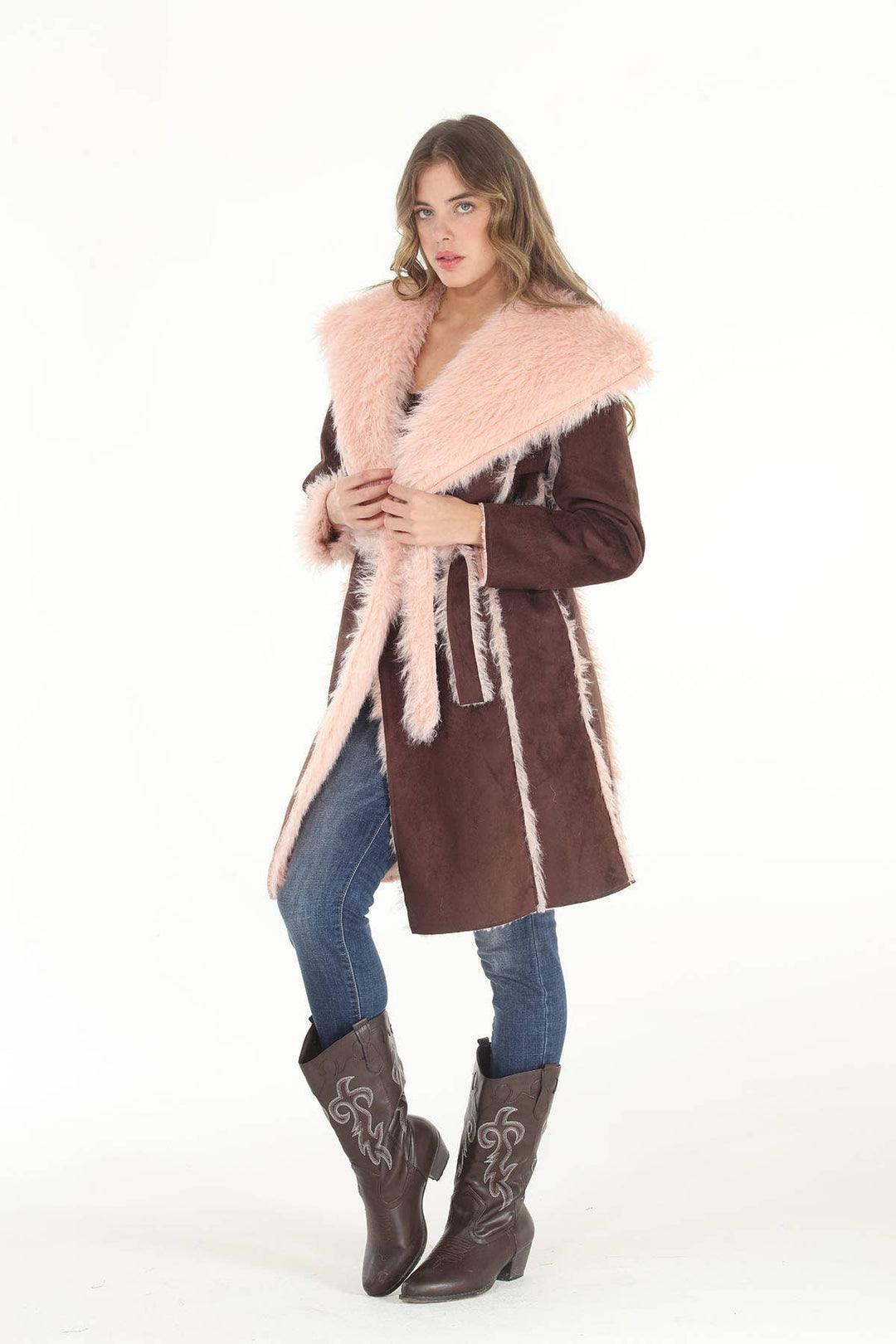 The Tiffany  Reversible Faux Suede & Faux Shearling  Coat