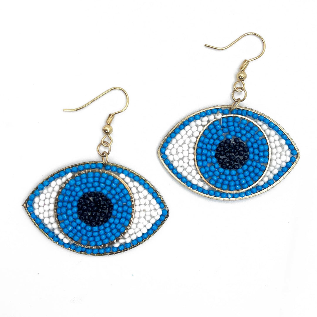 Seed Bead Evil Eye Earrings - Multiple Color Styles