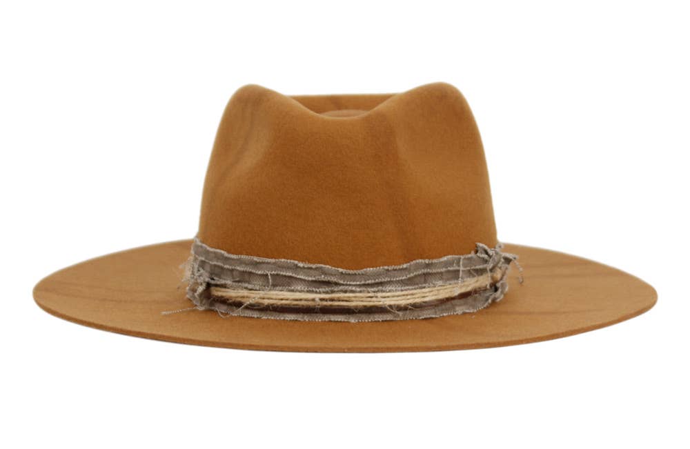 Vintage Wool Felt Fedora Hat in Light Tan