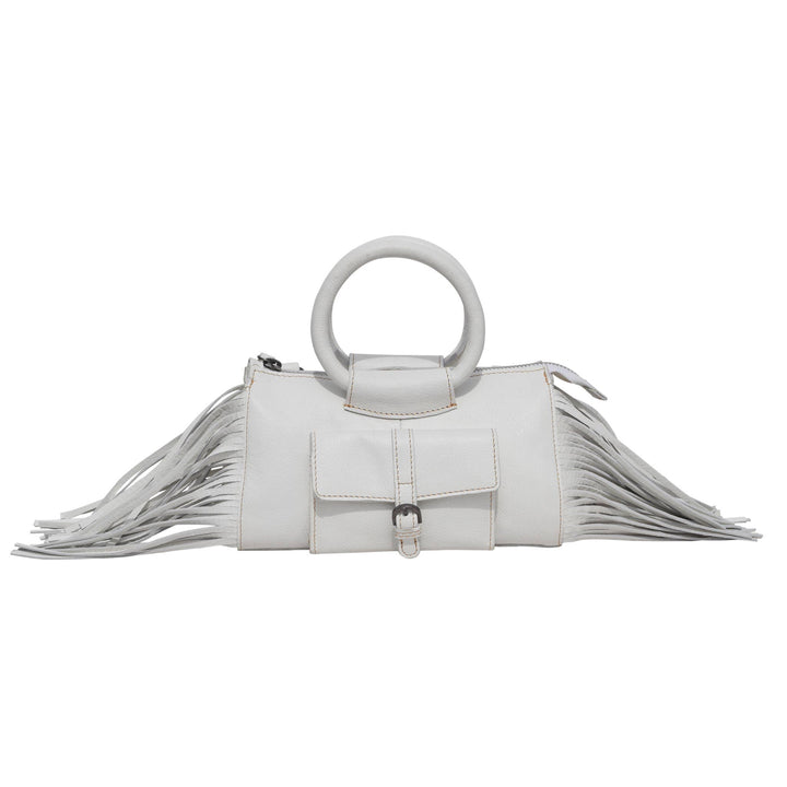 Canyon Handcrafted Leather Crossbody Bag in White