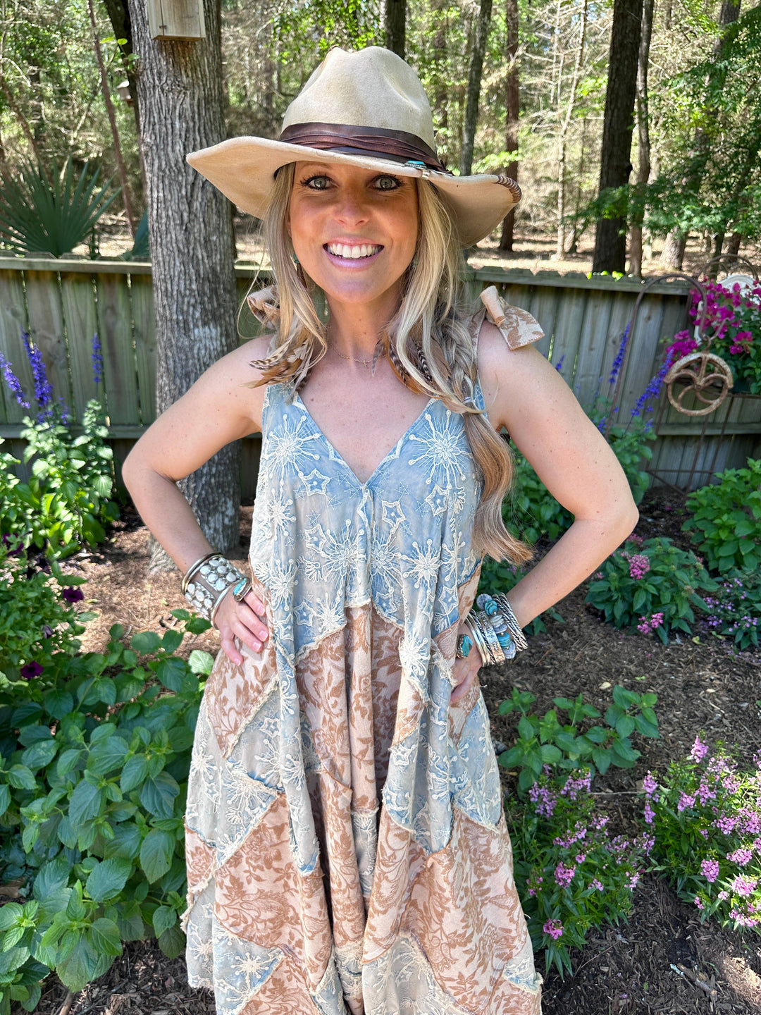 The Hillary Hand Embroidered Damask Boho Romper