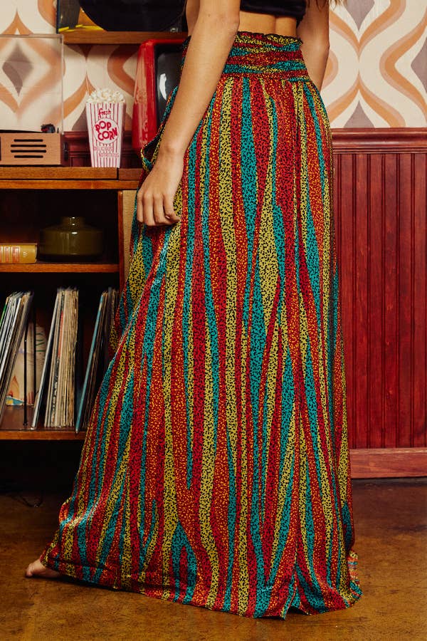 Sale - She's a Vibe Multi Color Smocked Waist Band Wide Leg Maxi Pants