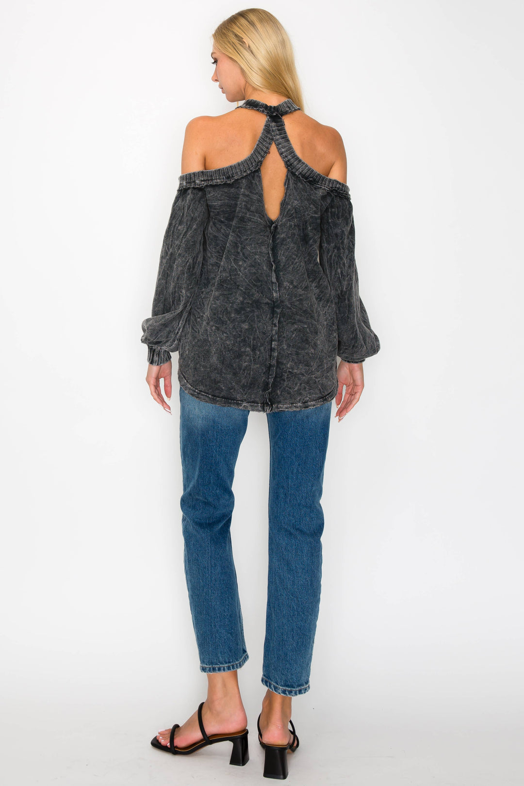 The Jenna Mineral Wash Open Shoulder Top