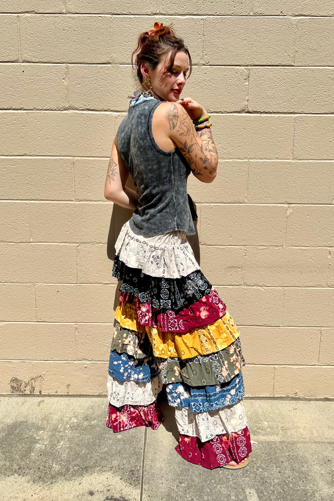 Vintage Bandana Layered Ruffle Pants by Jaded Gypsy