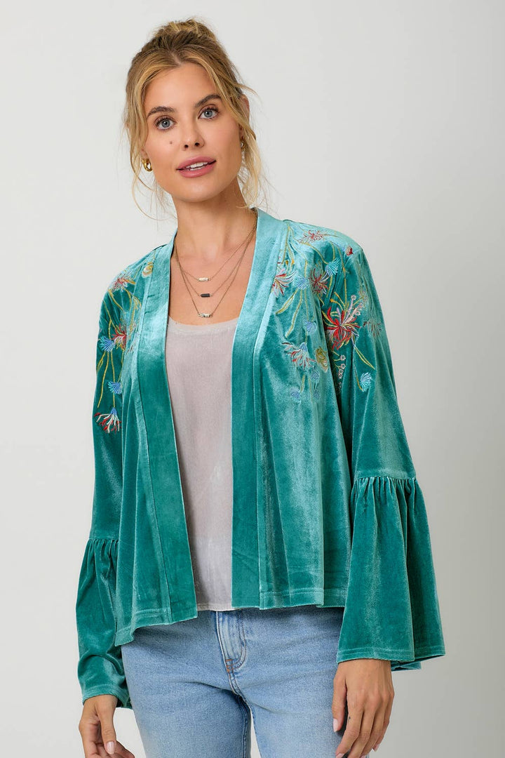 The Kendal Embroidery Velvet Kimono Jacket