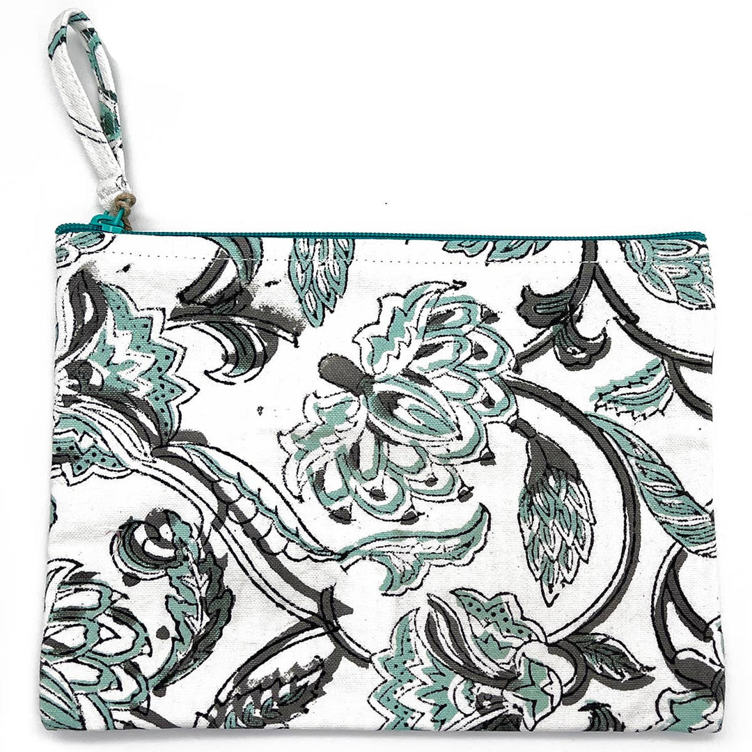 Block-Printed Canvas Zipper Pouch