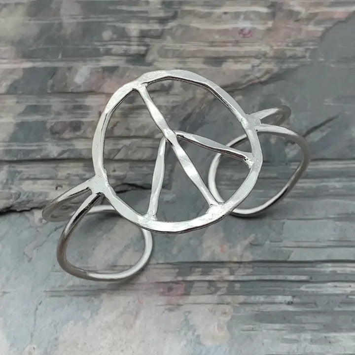 Peace Cuff Adjustable Handmade Bracelet in Silver & Gold
