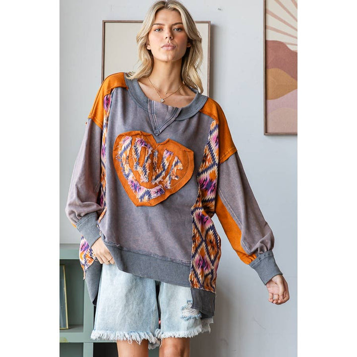 Spread Love Patched Heart Top