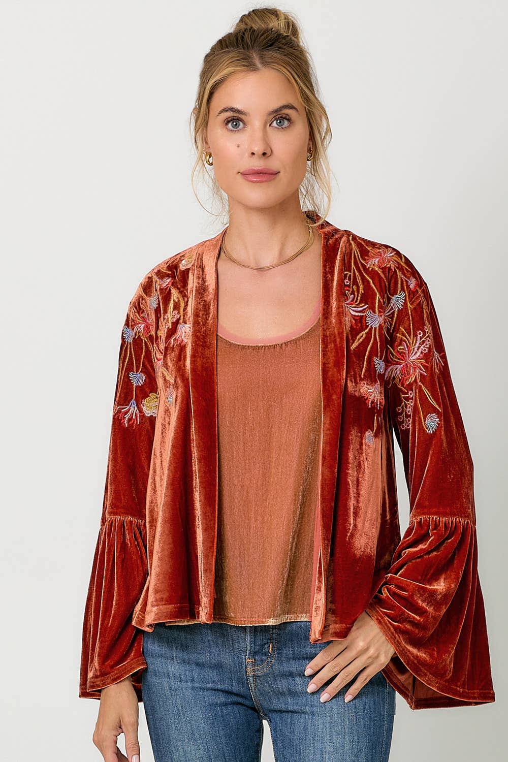 The Kendal Embroidery Velvet Kimono Jacket