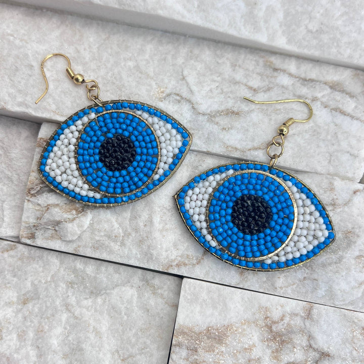 Seed Bead Evil Eye Earrings - Multiple Color Styles