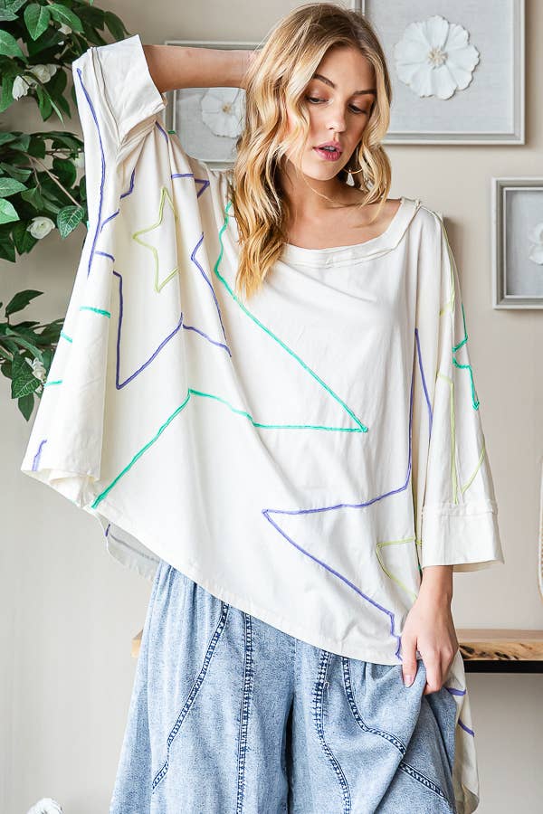 Be the Star Oversized Abstract Knit Top