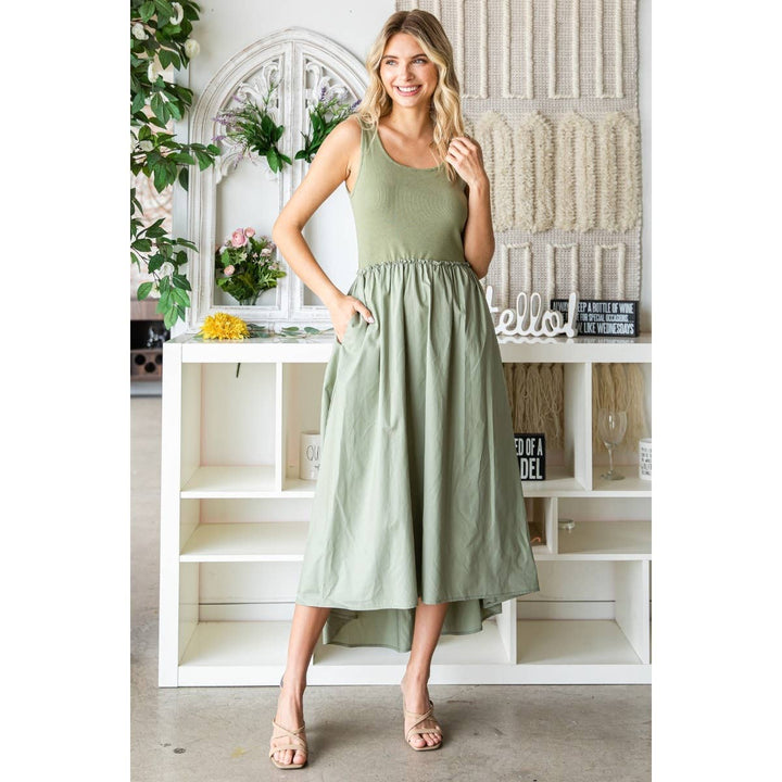 Sale - The Aliyah Ribbed Knit Top & Parachute Skirt Midi Dress