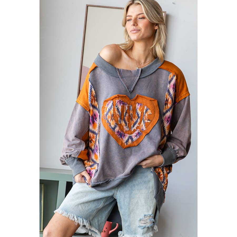 Spread Love Patched Heart Top