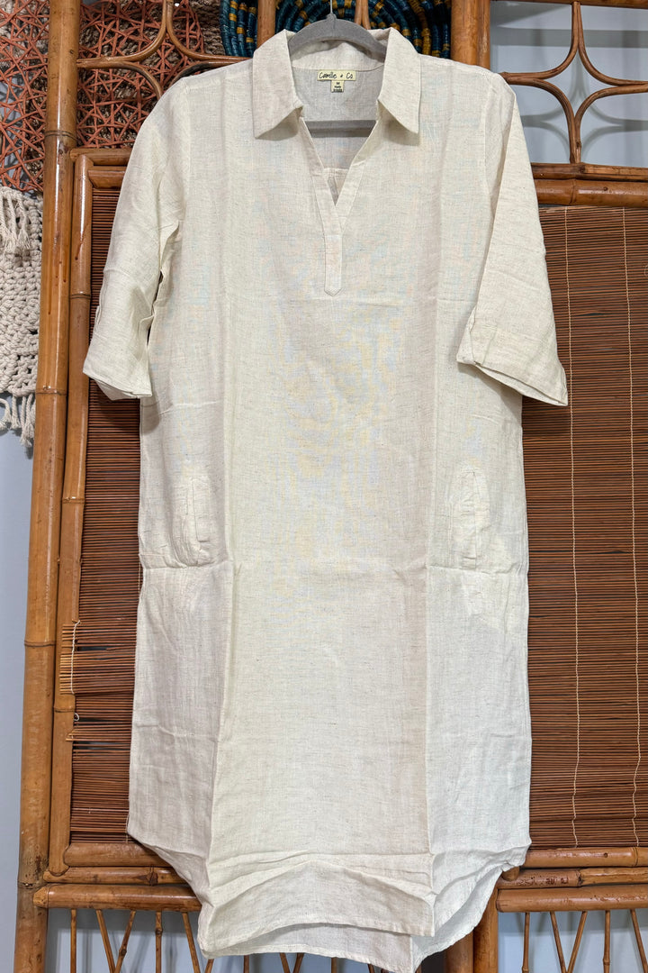 Sale - Linen V-Neck Tunic Dress