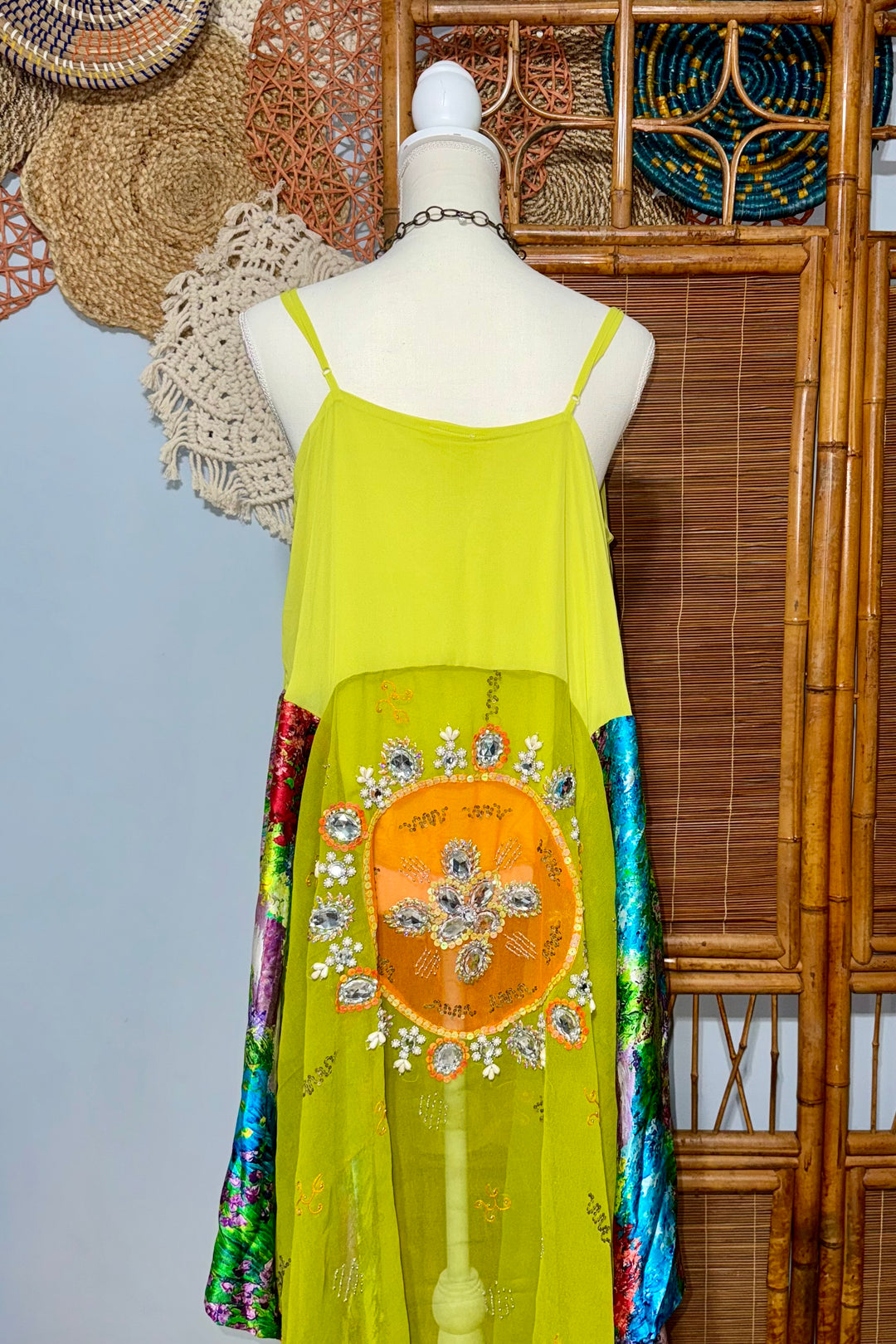 The Ella Vibrant Lime Hi Lo Tank Tunic - size M/L