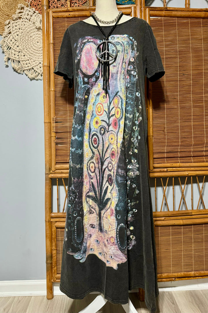 Sea Goddess Grunge Maxi T-Shirt Dress
