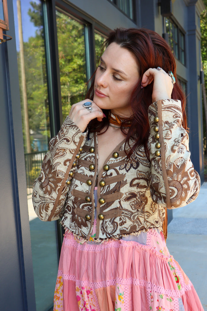 Funky Baroque-inspired Paisley Cropped Jacket