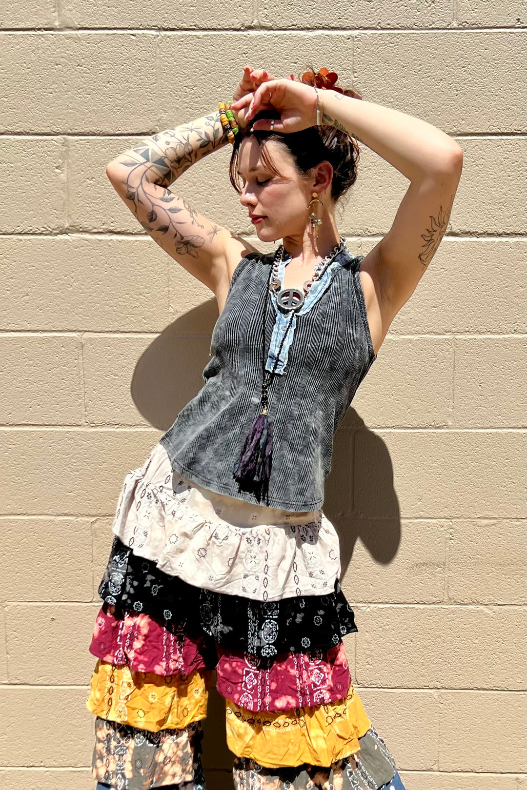 Vintage Bandana Layered Ruffle Pants by Jaded Gypsy