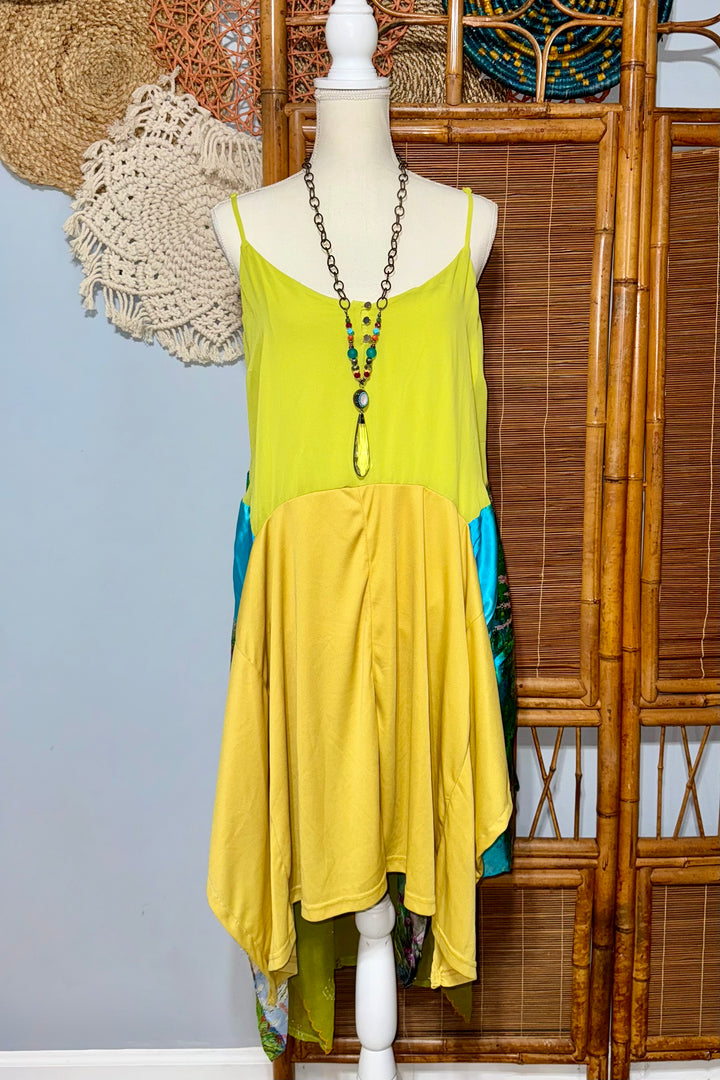 The Ella Vibrant Lime Hi Lo Tank Tunic - size M/L