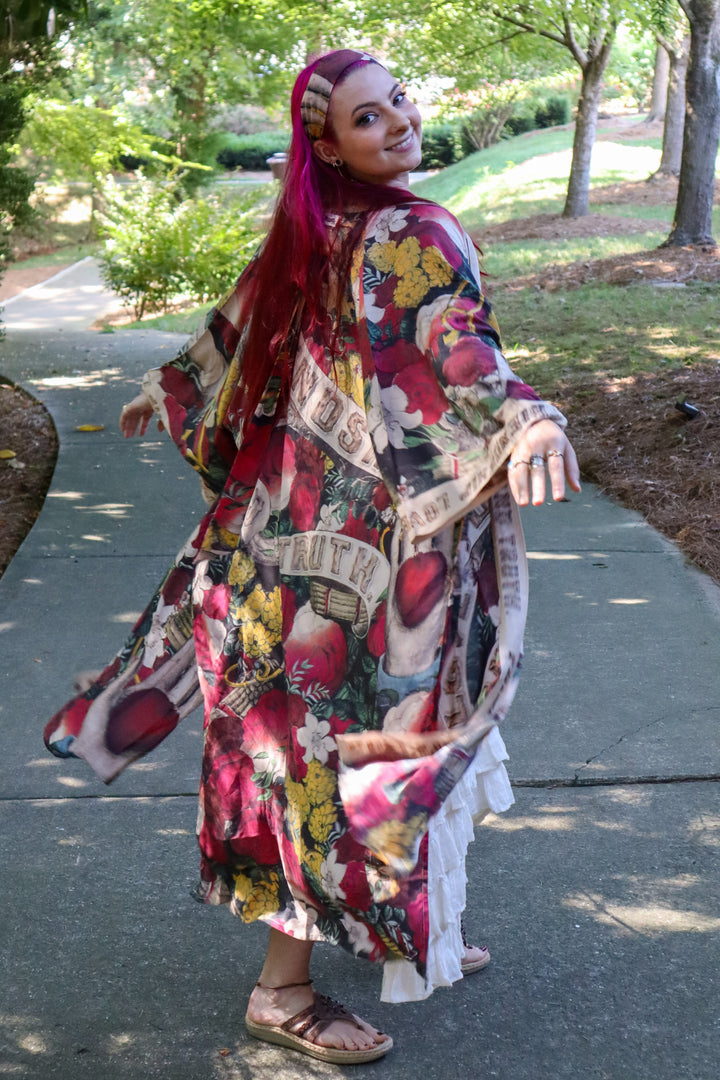 Friendship Love & Truth Classic Combo Artisan Printed Long Duster Bamboo Kimono Robe