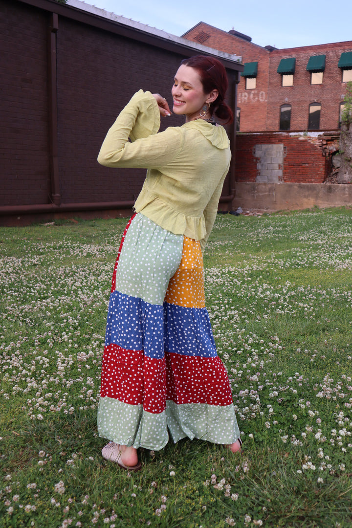 Sale - Jazzy Colorful Polka Dot Patchwork Palazzo Pants