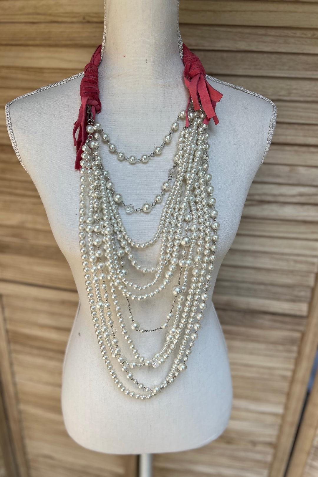 Cowboy on the Run Pearls on Pearls Necklace w/ Colored Leather