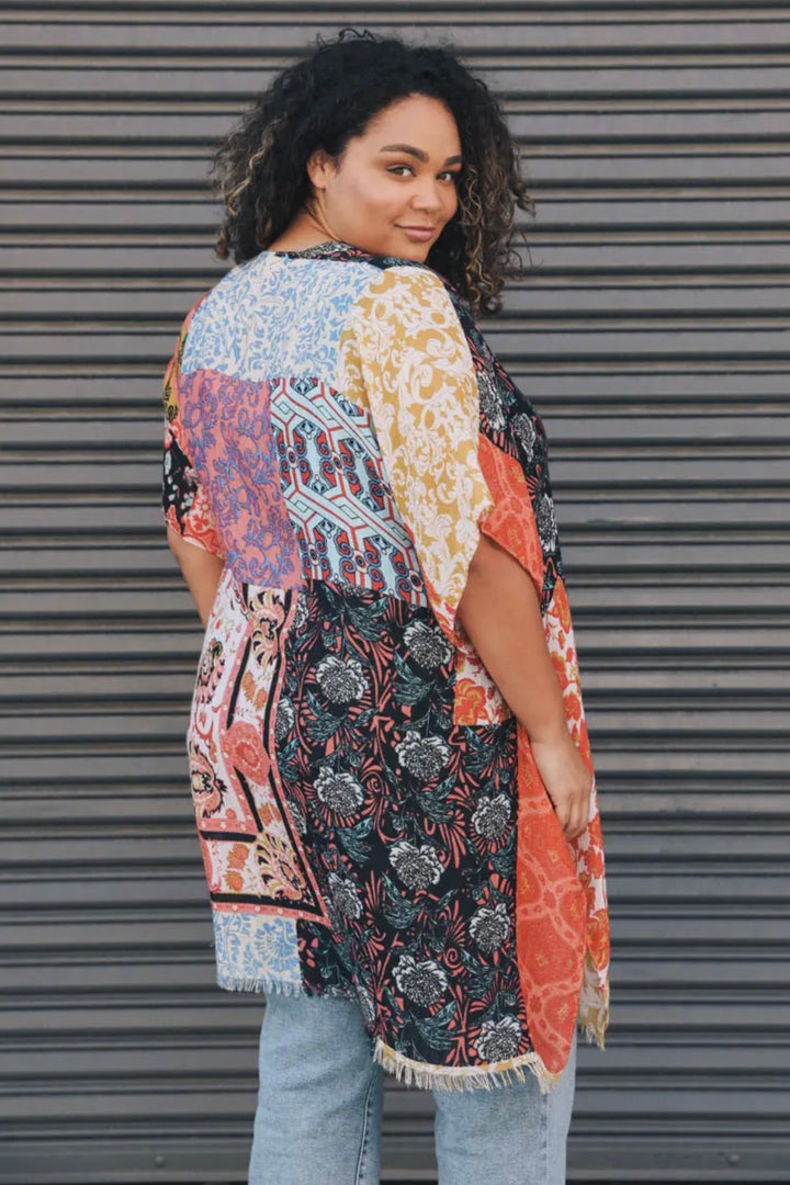 Sale - Floral Printed Patchwork Kimono