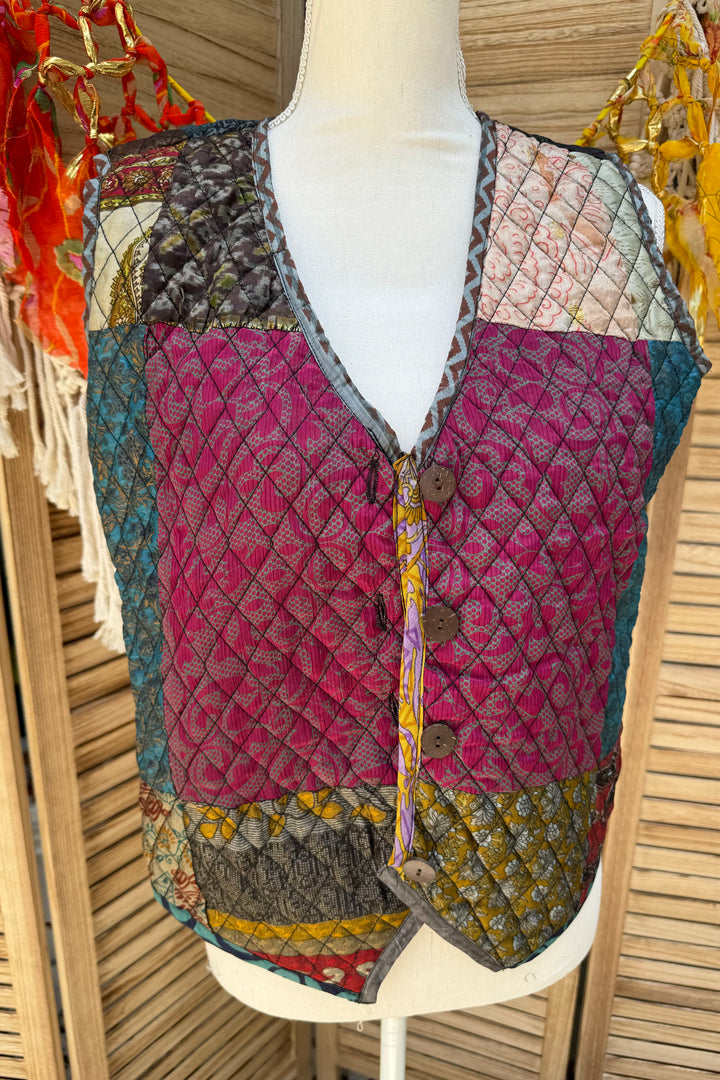 Funky Quilted Polysilk Vest - Combo 2