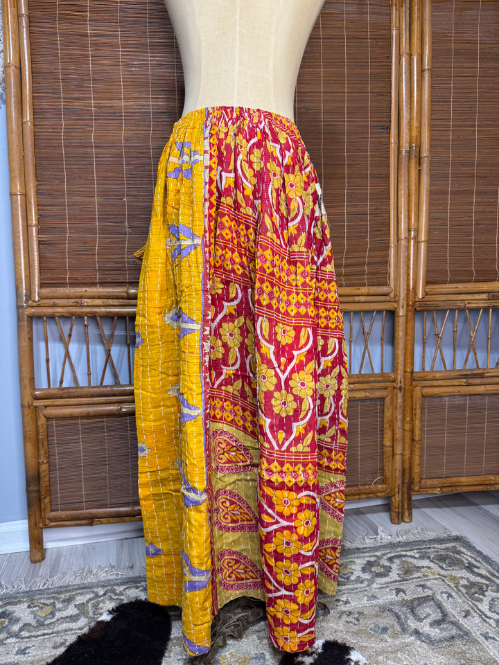 Combo D- OOAk Boheme Kantha Maxi Skirt w/ Front Pockets