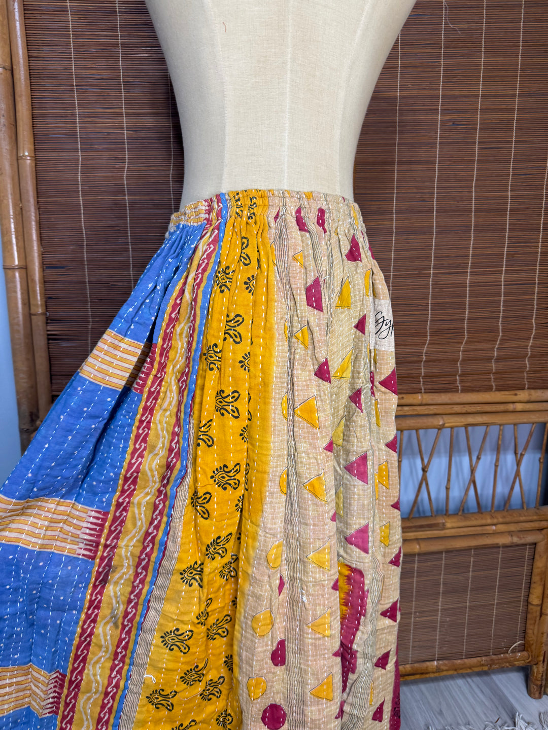 Combo F- OOAk Boheme Kantha Maxi Skirt w/ Front Pockets