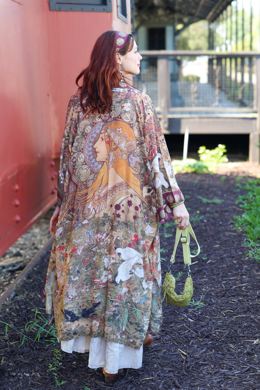 Dreamweaver Bamboo Kimono Duster Robe with Zodiac Signs/ Tie