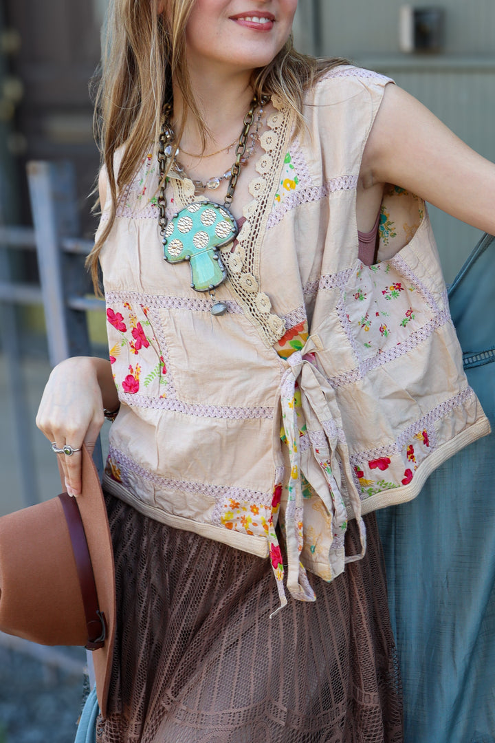 Mushroom Dreams Necklace On Vintage Brass Chain