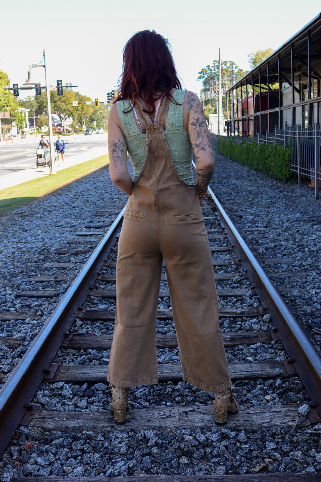 Washed Knot Strap Pockets Jumpsuit Overall