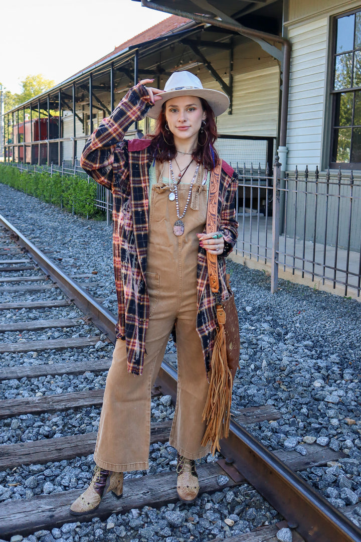 Washed Knot Strap Pockets Jumpsuit Overall