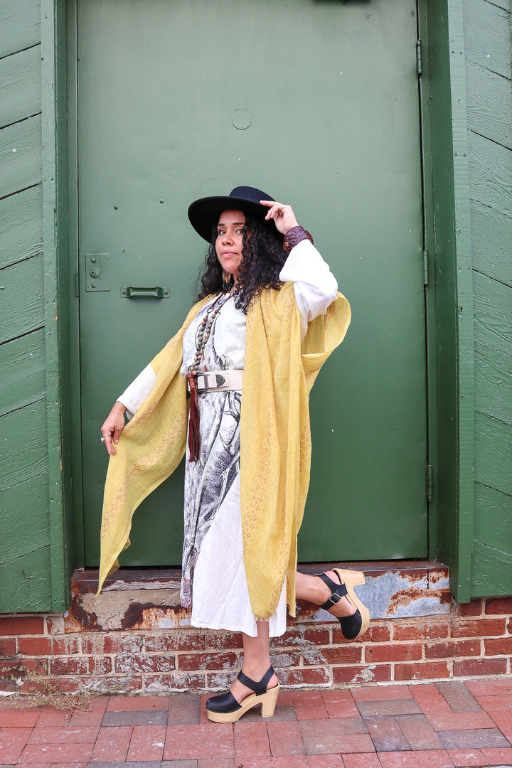 Woven Boho Long Kimono Duster Womens Cardigan Fringe Open Front Hippie OS XXL+