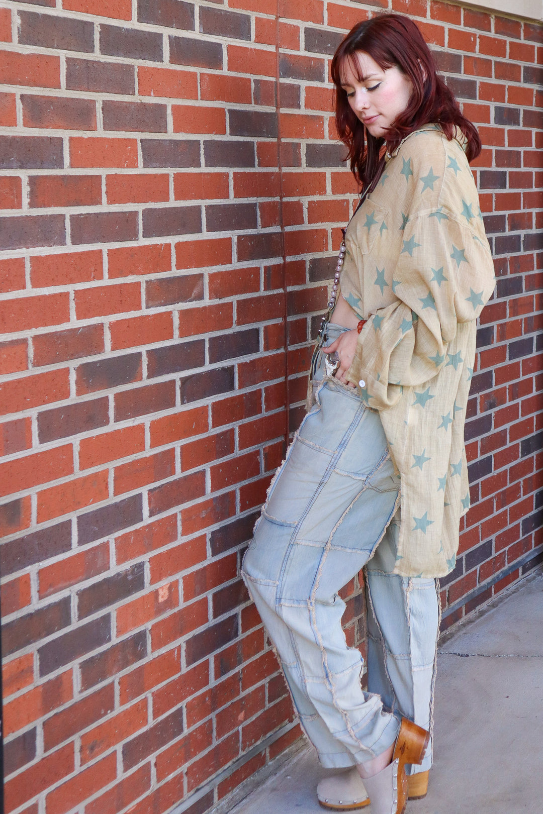 Easy Breezy Oversized Star Button Down Top