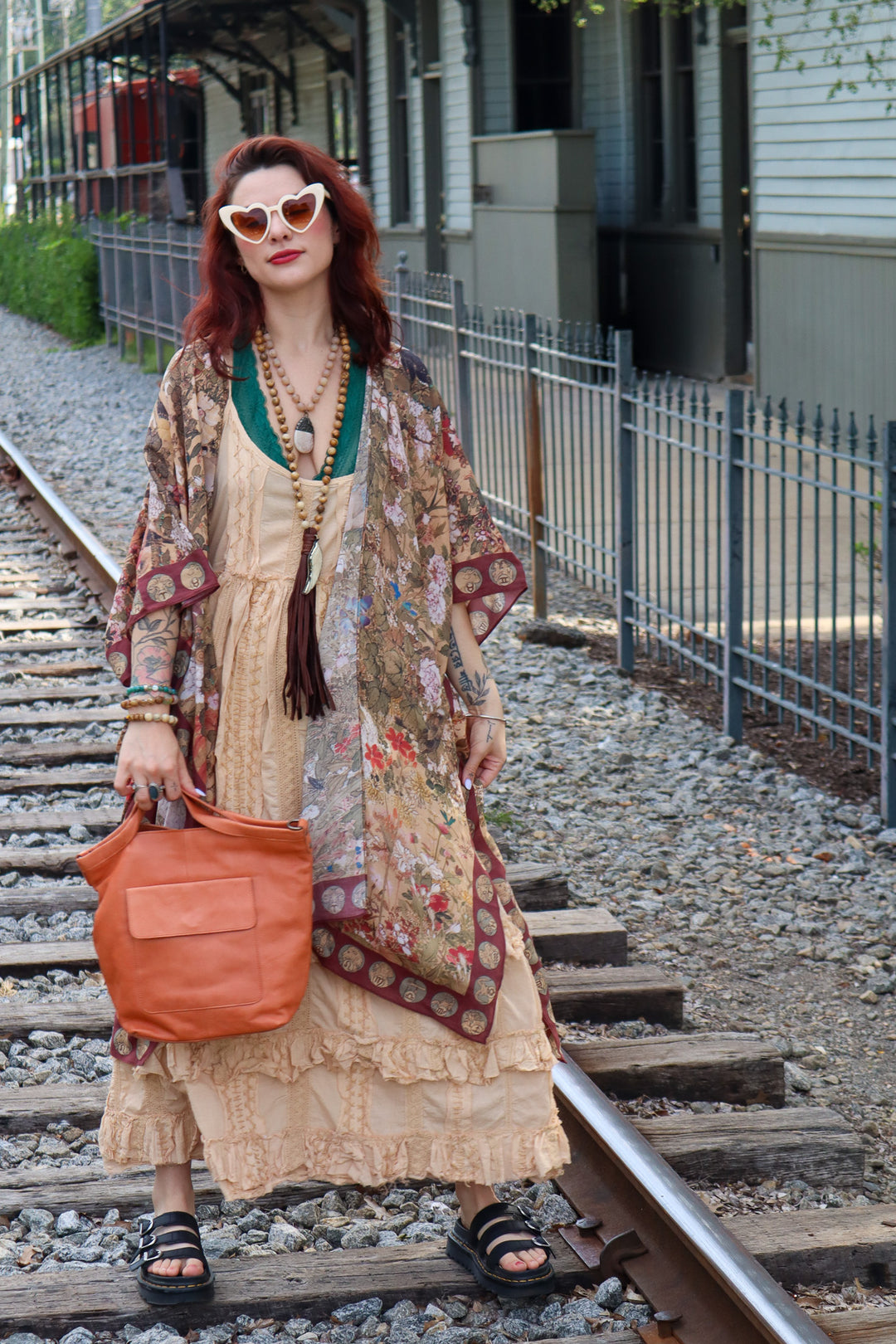 Bianca Handcrafted Leather Tote/Crossbody Bags in Burnt Orange