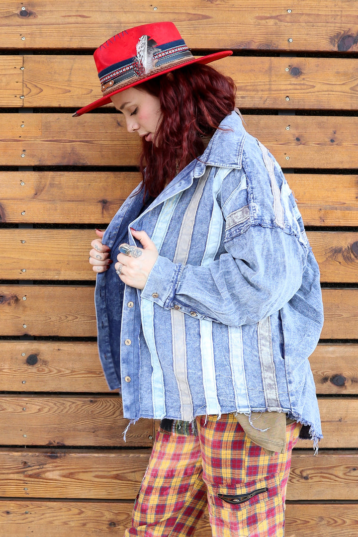 Denim Dream Striped Jacket Button Down