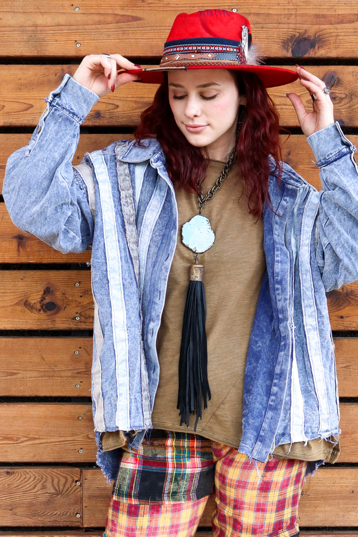 Denim Dream Striped Jacket Button Down