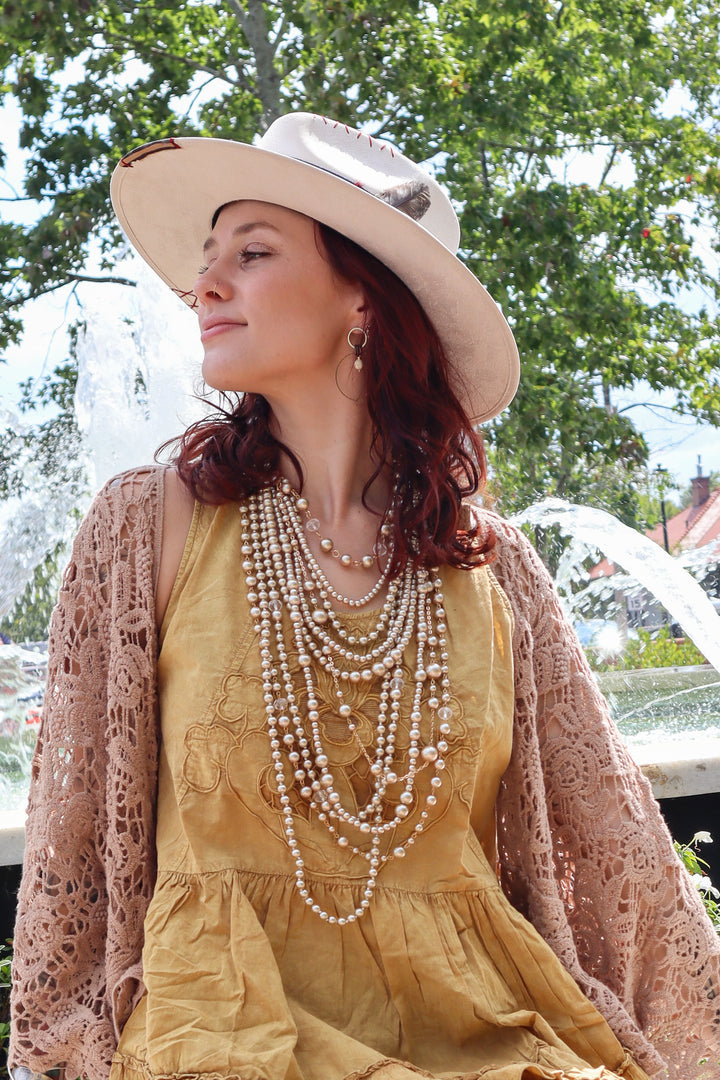 Golden Goddess Tiered Layered Pearl Necklace